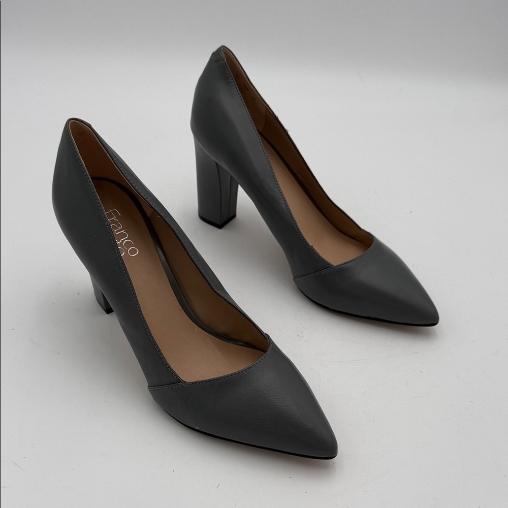 Franco Sarto Charcoal Heels pump women 9 leather upper office event wedding